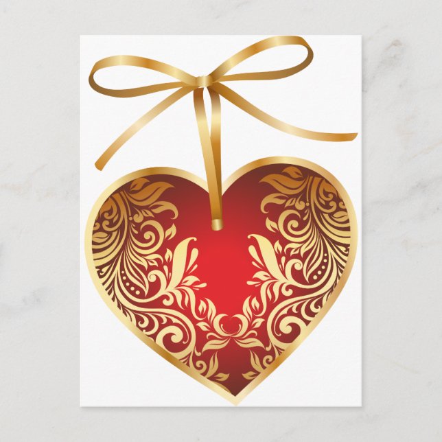 Carte Postale Red Damask Heart (Devant)