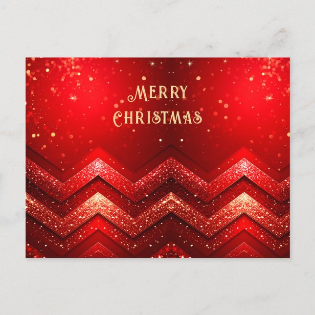 Carte Postale Red Decorative Christmas Glitter Holiday Postcard (Devant)