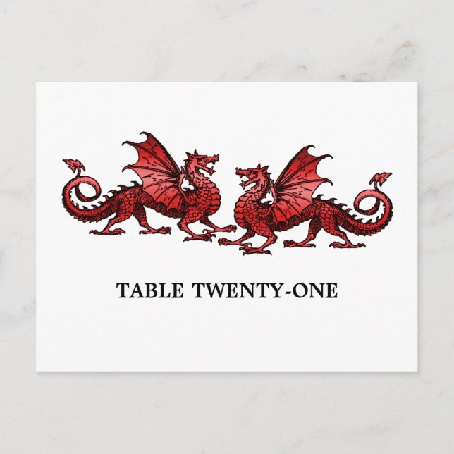 Carte Postale Red Elegant Dragons Table Number (Devant)