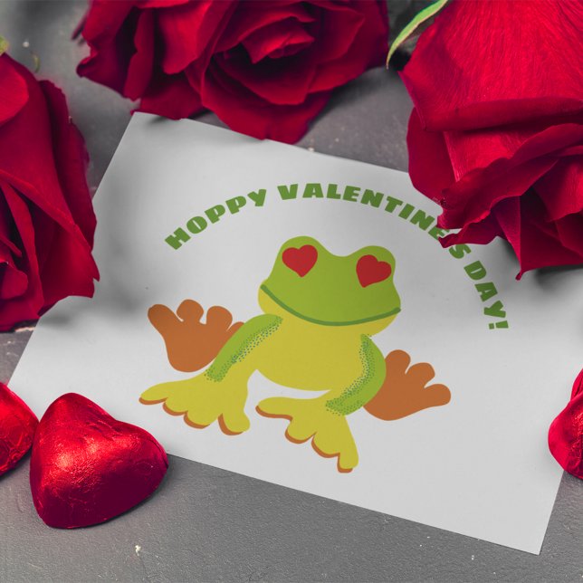Carte Postale Red Eyed Tree Frog Hoppy Valentine's Day (Créateur téléchargé)
