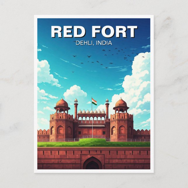 Carte Postale Red Fort Dehli Inde Travel Souvenir (Devant)