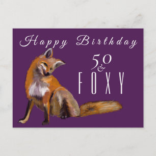 Carte Postale Red fox Joyeux 50anniversaire salutation
