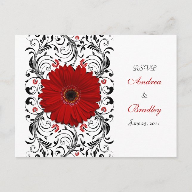 Carte postale Red Gerbera Daisy RSVP (Devant)