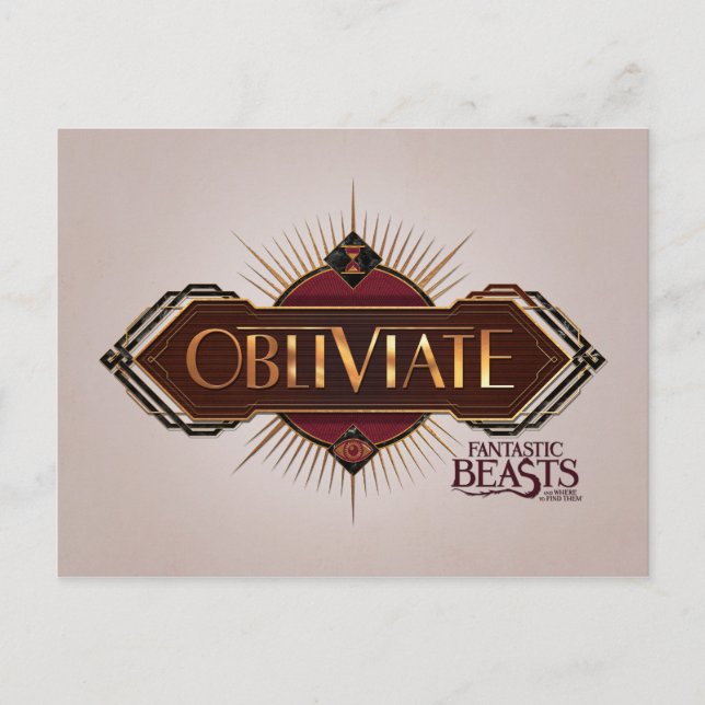 Carte Postale Red & Gold Art Deco Obliviate Spell (Devant)