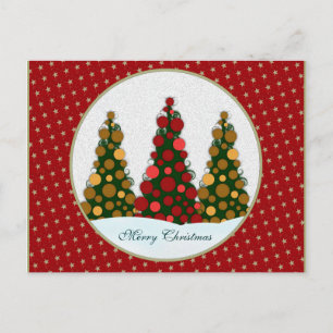 Carte postale Red & Gold Christmas Tree
