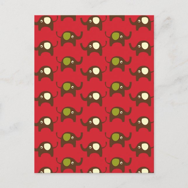 Carte Postale Red good éléphants motif print (Devant)