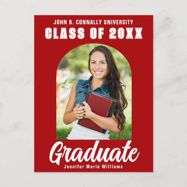 Carte Postale Red Graduation Photo Modern Bold Graduation (Devant)