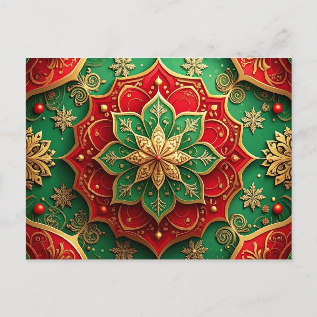 Carte Postale Red Green Decorative Holiday Postcard (Devant)