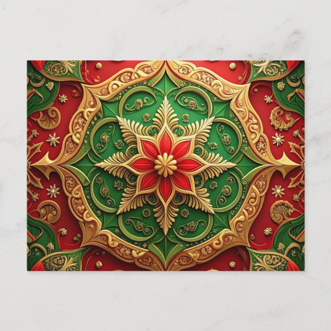 Carte Postale Red Green Decorative Holiday Postcard (Devant)