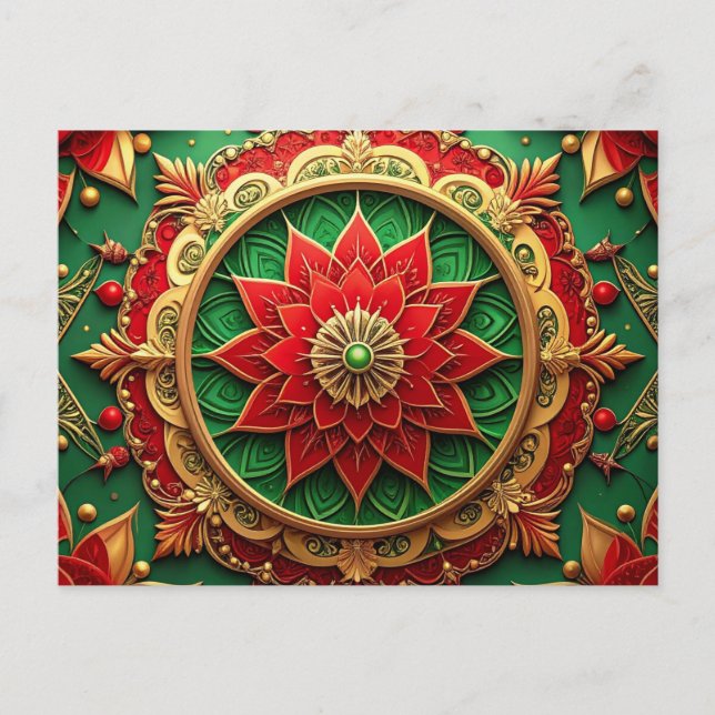Carte Postale Red Green Decorative Holiday Postcard (Devant)