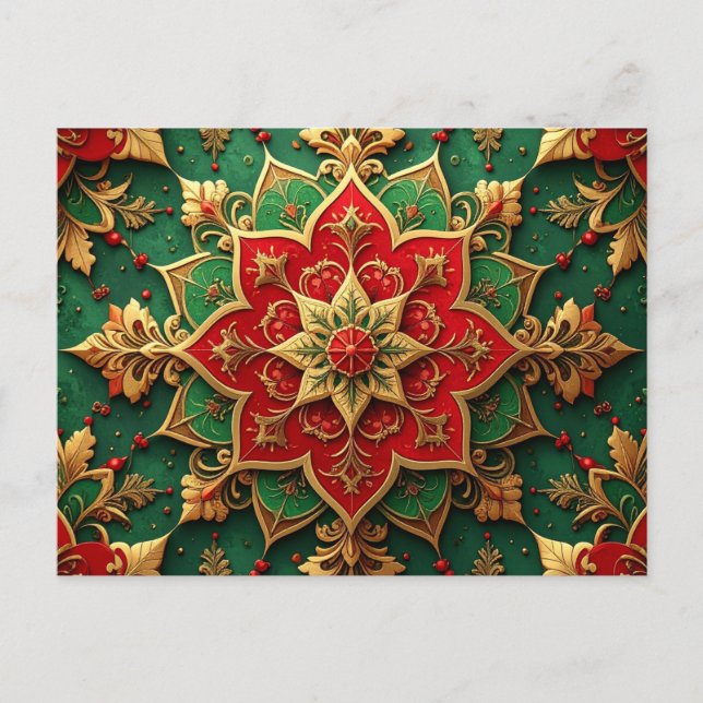 Carte Postale Red Green Decorative Holiday Postcard (Devant)