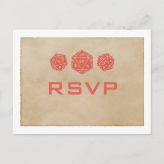 Carte postale Red Grunge D20 Dice Gamer RSVP