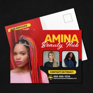 Carte Postale Red Hair & Beauty Salon Braider Hairstylist Wigs