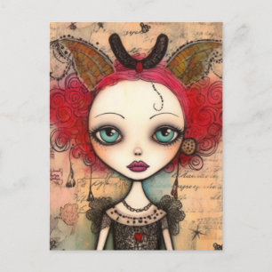 Carte Postale Red Haired Fairy Collage médiatique mixte