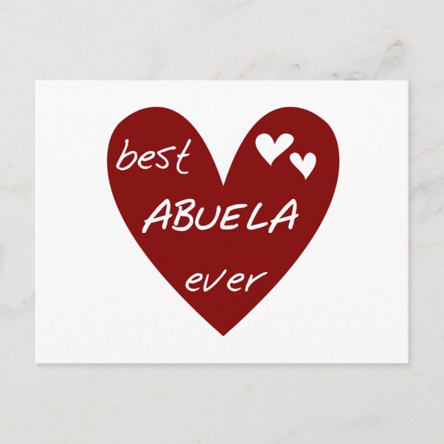 Carte Postale Red Heart Best Abuela Ever T-shirts et cadeaux (Devant)
