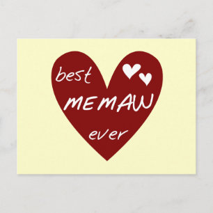 Carte Postale Red Heart Best Memaw Ever T-shirts et cadeaux