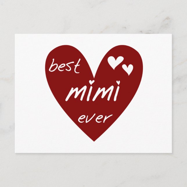Carte Postale Red Heart Best Mimi Ever Tshirts et cadeaux (Devant)