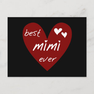 Carte Postale Red Heart Best Mimi Ever Tshirts et cadeaux