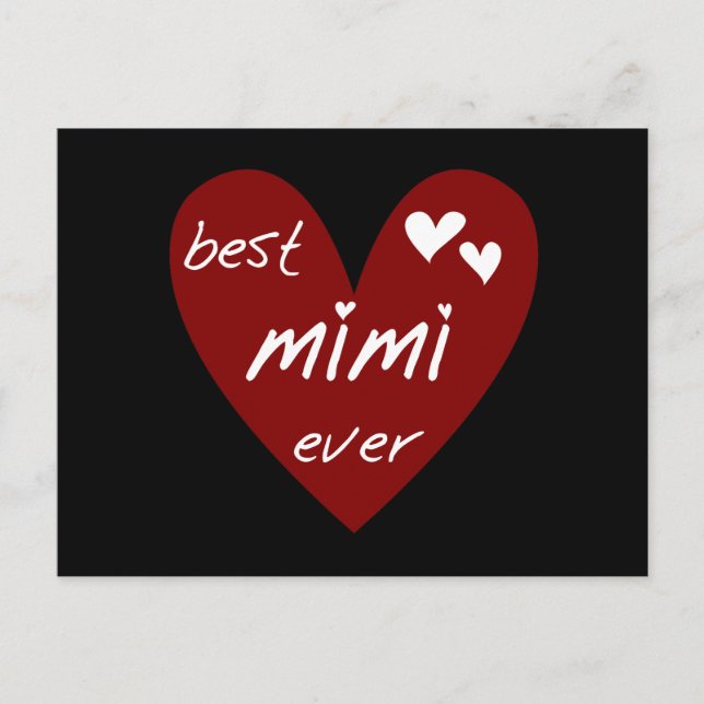 Carte Postale Red Heart Best Mimi Ever Tshirts et cadeaux (Devant)