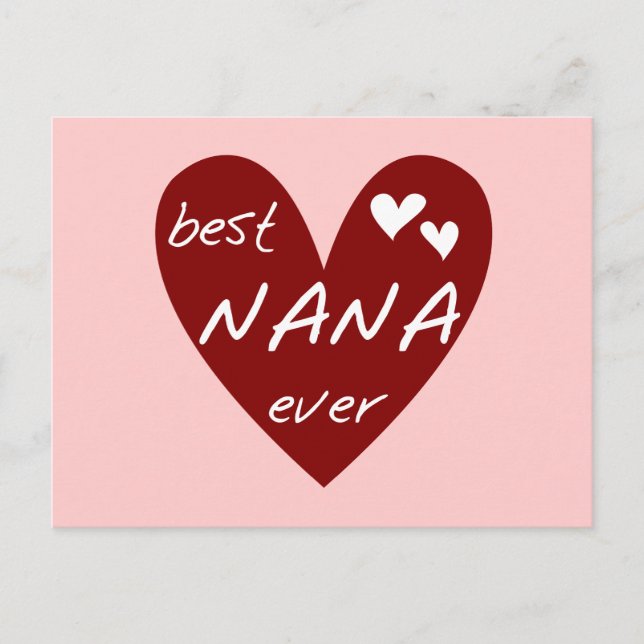 Carte Postale Red Heart Best Nana Ever T-shirts et cadeaux (Devant)