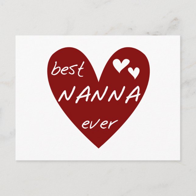 Carte Postale Red Heart Best Nanna T-shirts et cadeaux Ever (Devant)