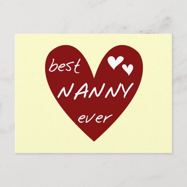 Carte Postale Red Heart Best Nanny Ever T-shirts et cadeaux (Devant)
