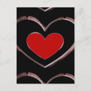 Carte postale Red Heart Black Pop Art Love