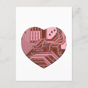Carte Postale Red Heart Circuit Board Valentines