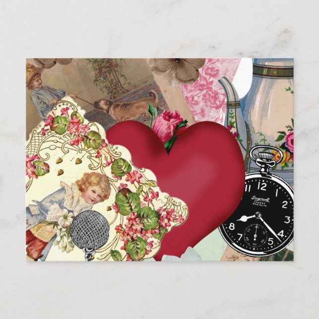 Carte Postale Red Heart et Paris (Devant)