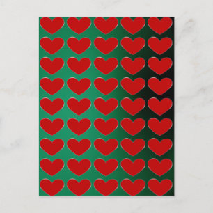 Carte postale Red Heart Green Pop Art Love