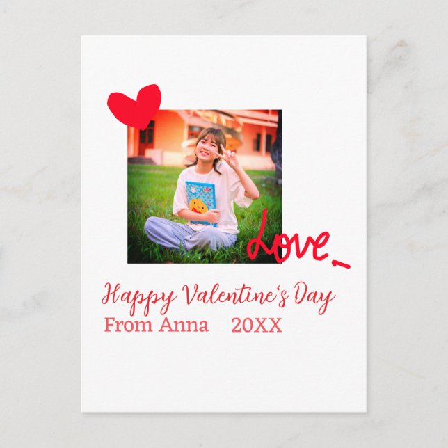 Carte Postale Red heart love heureuse Sainte-Valentin ajouter ph (Devant)