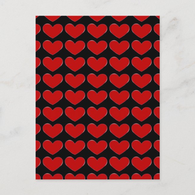 Carte Postale Red Hearts Black Arrière - plan Love Mariage Posta (Devant)