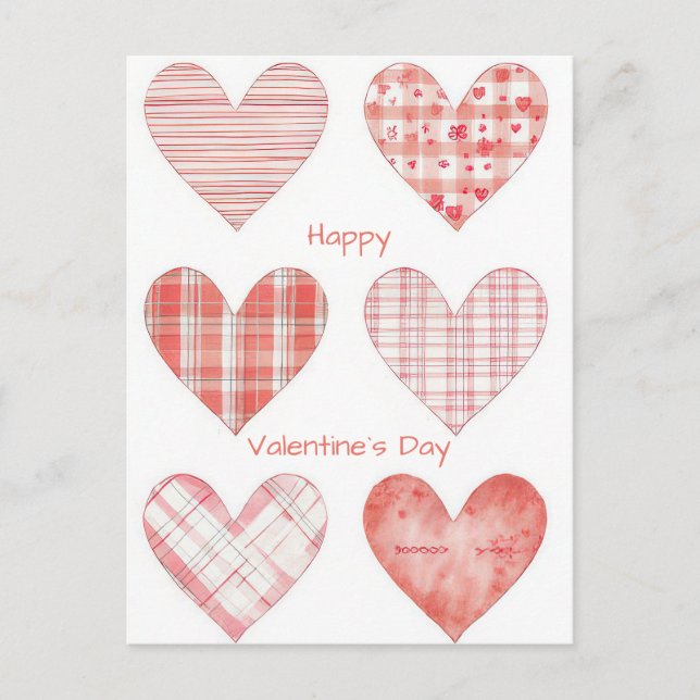 Carte Postale Red Hearts Design Valentine`s Day Card  (Devant)
