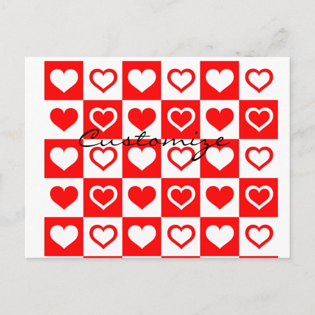 Carte Postale Red Hearts Plaid Motif Thunder_Cove (Devant)