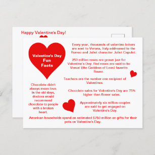 Carte Postale Red Hearts Valentine's Day Fun Facts