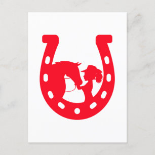 Carte Postale Red Horseshoe Girl and Horse
