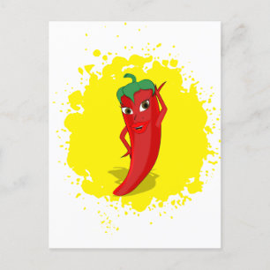 Carte Postale Red Hot Pepper Diva Paint Splatter