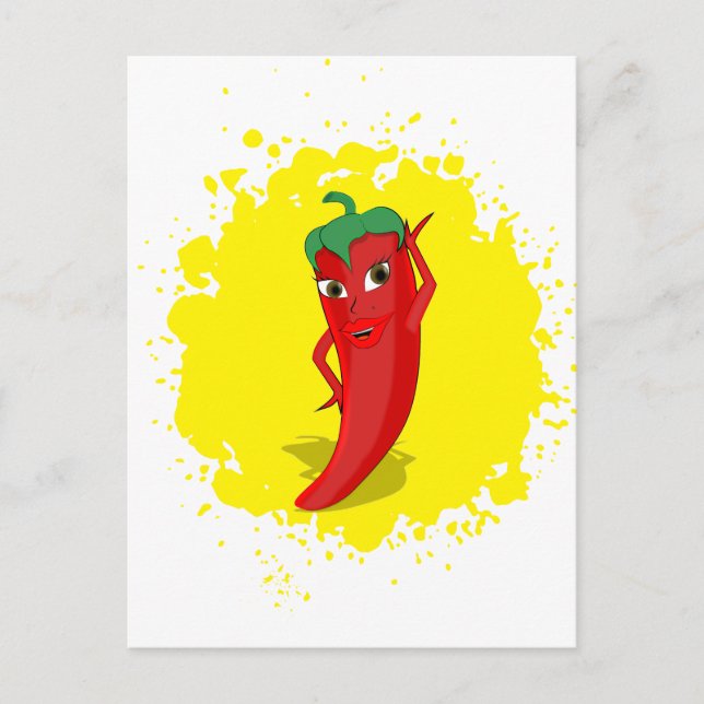 Carte Postale Red Hot Pepper Diva Paint Splatter (Devant)