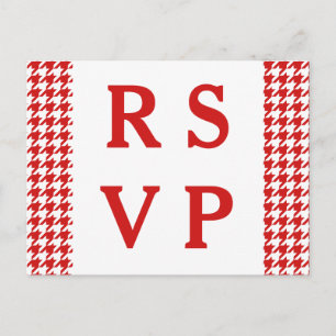 Carte postale Red Houndstooth Wedding RSVP