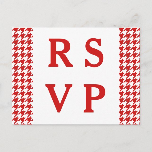 Carte postale Red Houndstooth Wedding RSVP (Devant)