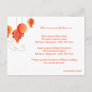 Carte Postale Red Lanterns Mariage Hébergements & Instructions