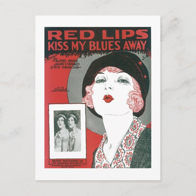 Carte Postale Red Lips Embrasse Mon Blues En Couverture Du Livre (Devant)