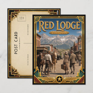 Carte Postale Red Lodge Montana Art Déco Vintage de l'Âge d'Or