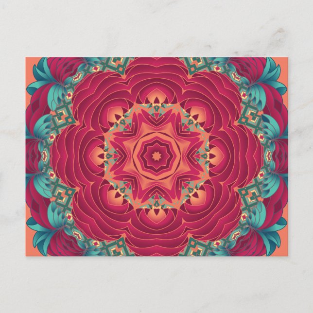 Carte Postale Red Lotus Mandala (Devant)