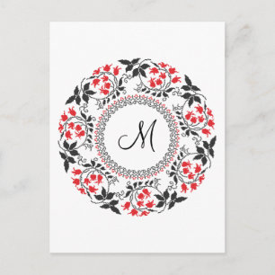 Carte Postale Red May bague de lis Personnalisé Monogramme Initi