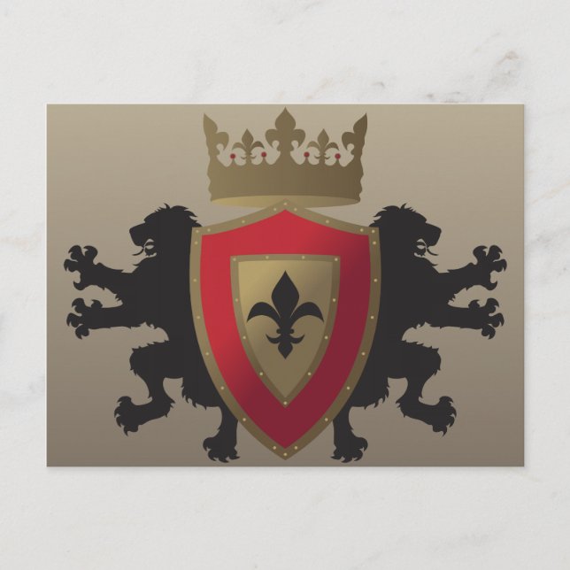 Carte postale Red Medieval Lion Heraldry (Devant)