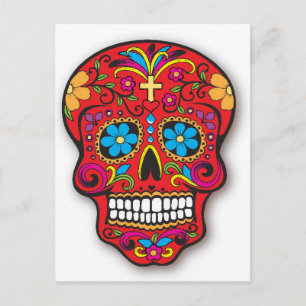 Carte Postale Red Mexican Sugar Skull Day of the Dead