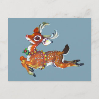 Carte Postale Red Nose Reindeer Art Vintage