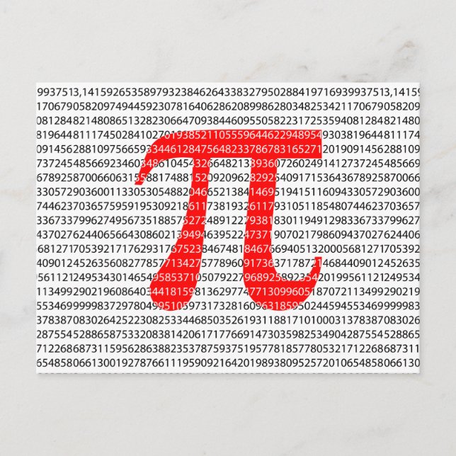 Carte Postale Red Number pi est un symbole de constante mathémat (Devant)