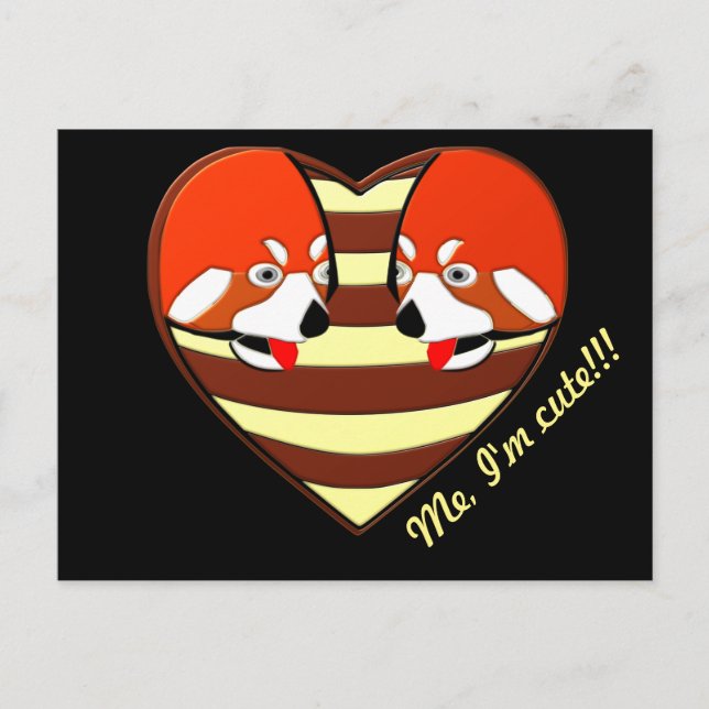 Carte Postale Red Panda Coeur d'amour (Devant)